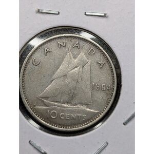 1964 Canada Silver Dime – Bluenose Schooner, Elizabeth II